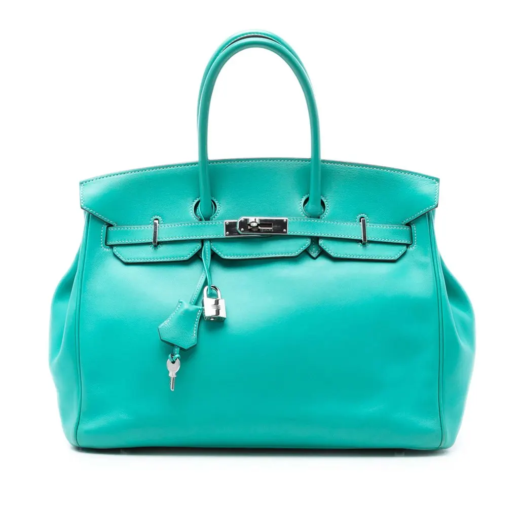 Hermès Swift Birkin Retourne 35 Blue Leather Very good - Front View