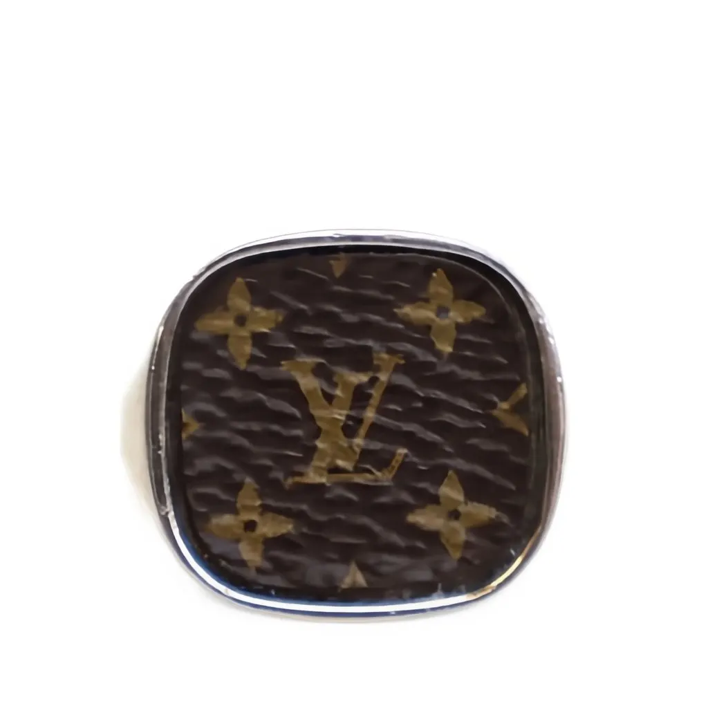 Louis Vuitton Brass Monogram Lock Signet Ring
