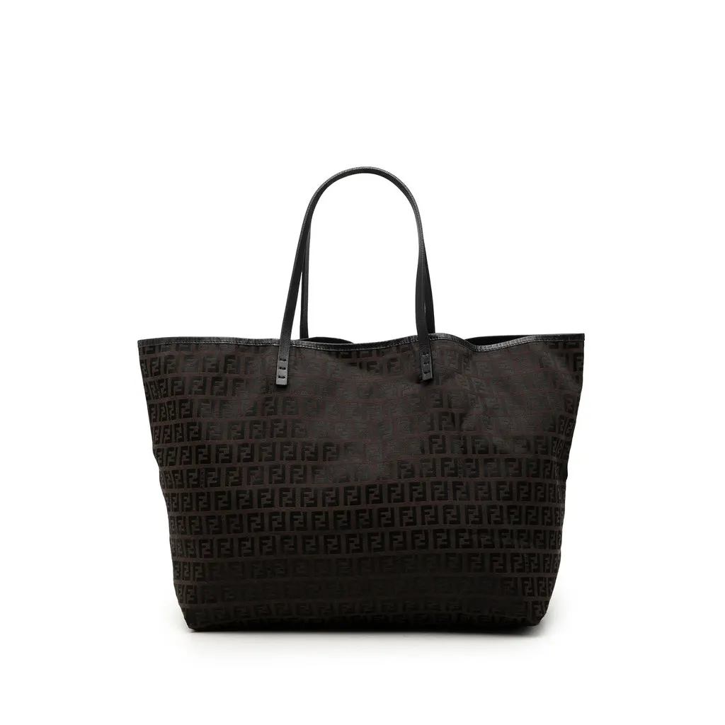 Fendi Medium Zucchino Canvas Roll Tote Brown Very good - Front View