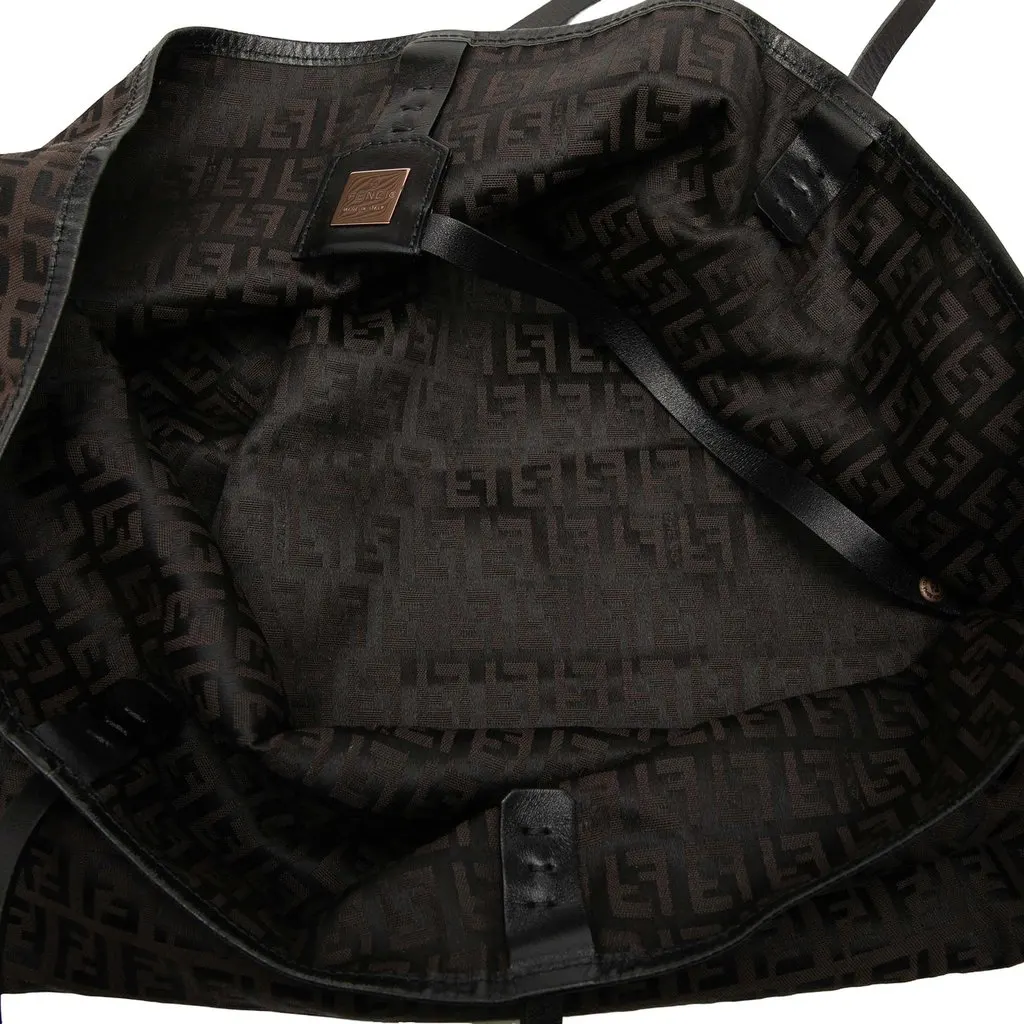 Fendi Medium Zucchino Canvas Roll Tote Brown Very good - Model View