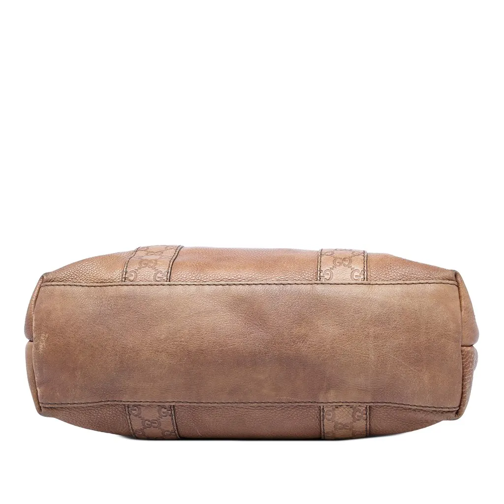 Gucci Medium Guccissima Trimmed Calfskin Bamboo Libeccio Tote Brown Leather Very good - Inside View