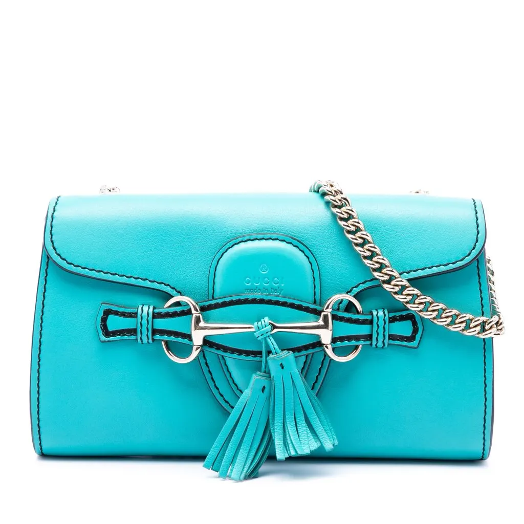 Gucci Small Calfskin Emily Crossbody Blue Leather Very good - Front View
