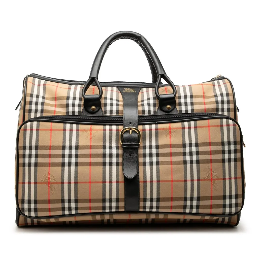 Burberry Haymarket Check Canvas Travel Bag Beige Canvas Very good - Front View