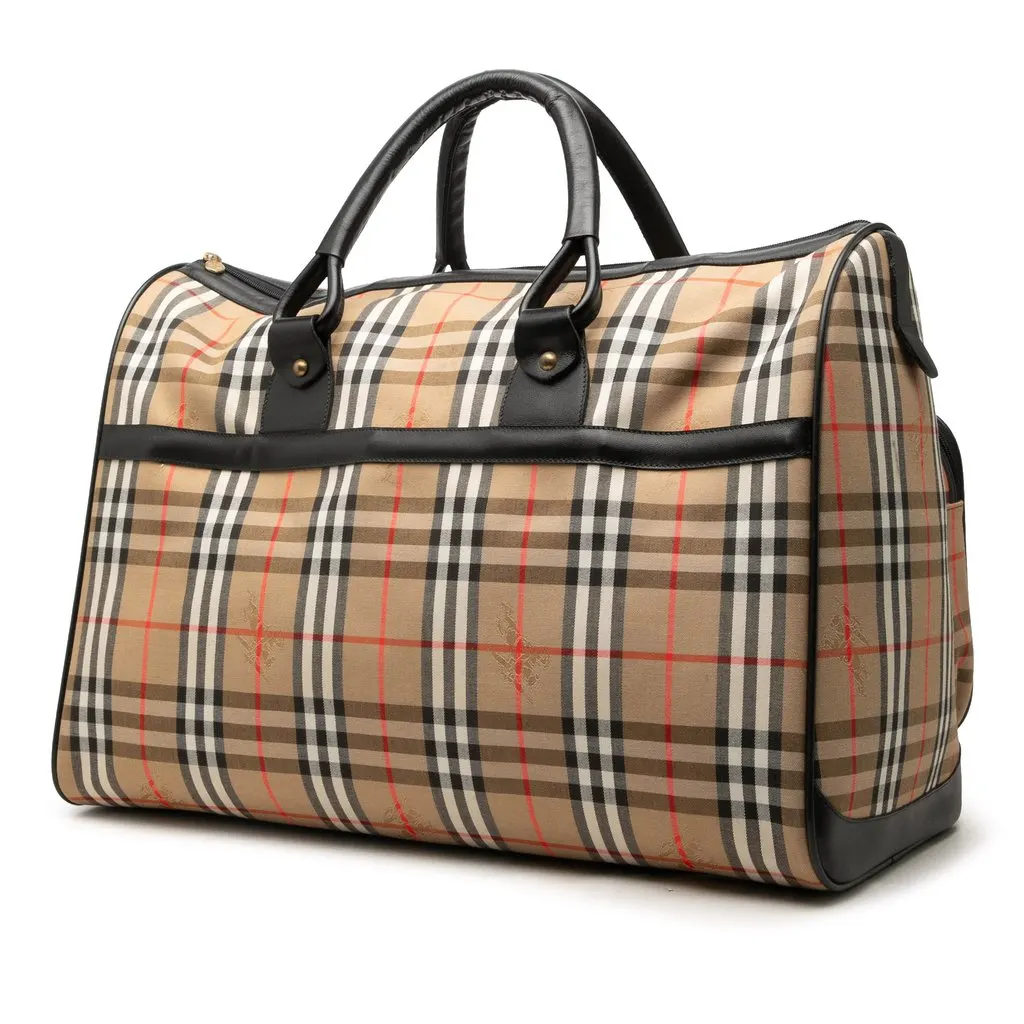 Burberry Haymarket Check Canvas Travel Bag Beige Canvas Very good - Back View