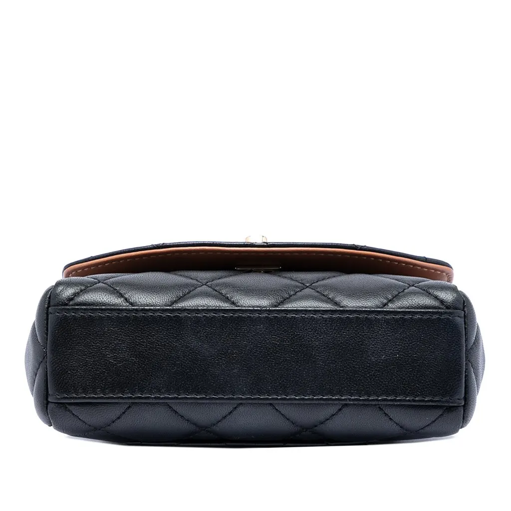 Chanel Mini Quilted Lambskin Cocovado Ribbon Chain Flap Black Leather Very good - Inside View