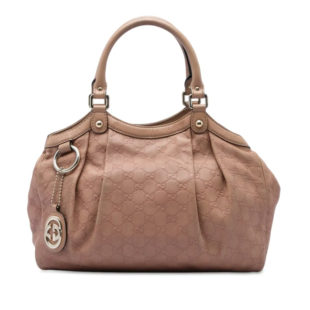 Gucci Medium Guccissima Sukey Tote Pink Leather Good - Front View
