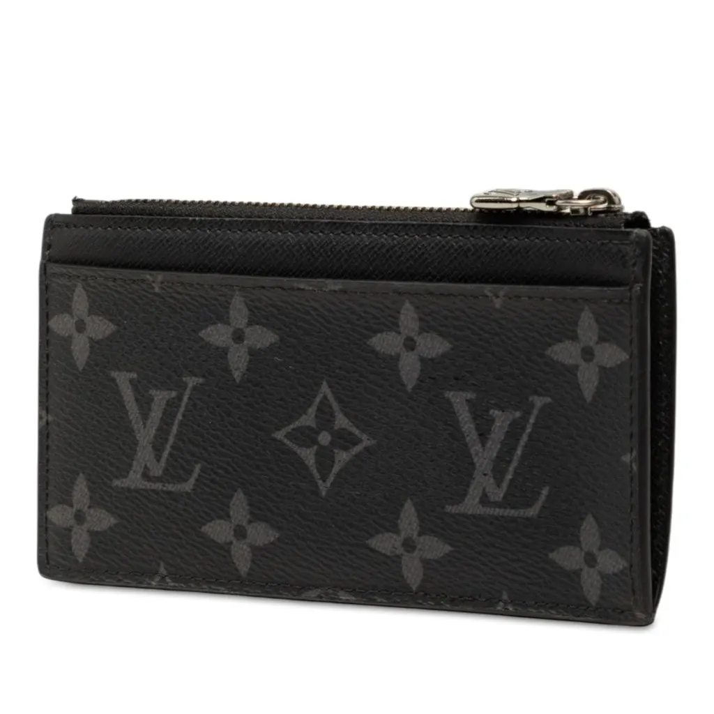 Louis Vuitton Monogram Eclipse Reverse Taigarama Coin Card Holder Black Canvas Good - Back View