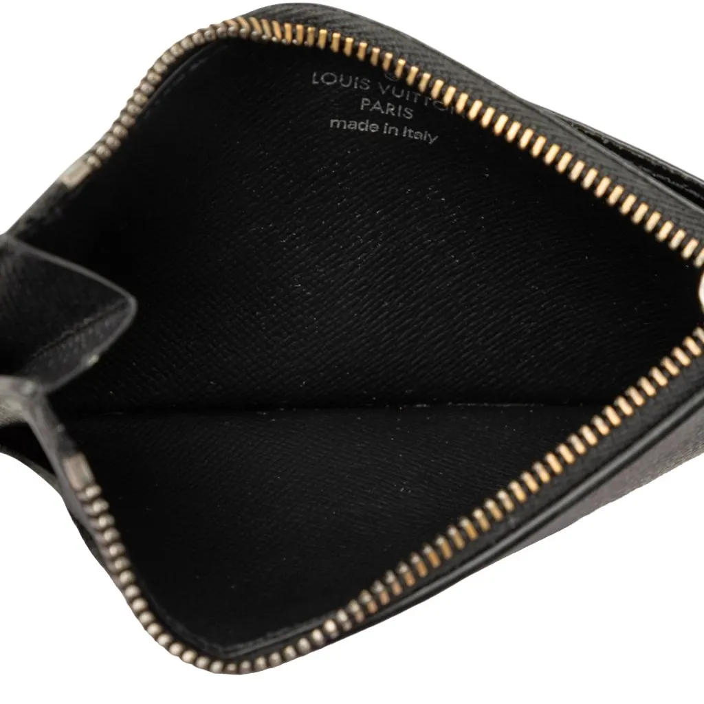 Louis Vuitton Monogram Eclipse Reverse Taigarama Coin Card Holder Black Canvas Good - Model View