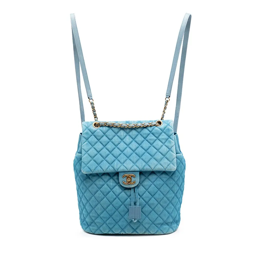 Chanel Large Denim Urban Spirit Backpack Blue Very good - Front View