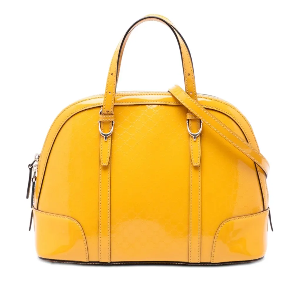 Gucci Small Microguccissima Patent Nice Dome Satchel Yellow Leather Very good - Front View