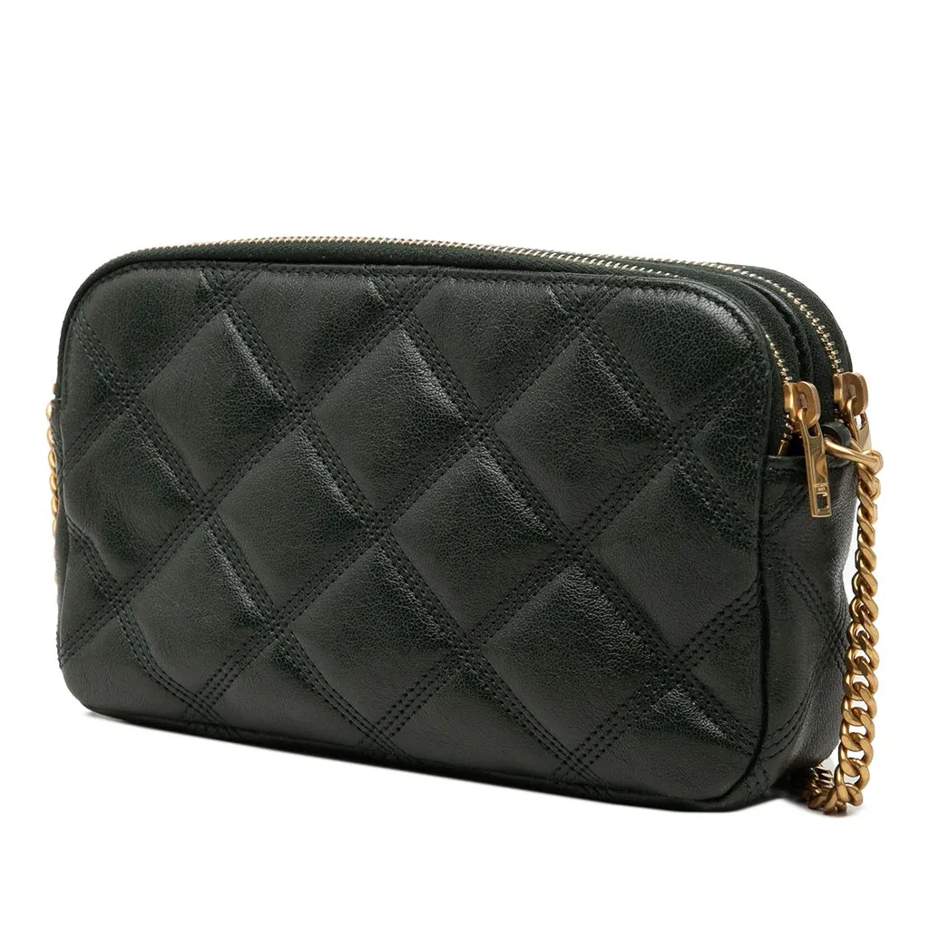 Saint Laurent Mini Quilted Lambskin Becky Double Zip Crossbody Black Leather Very good - Back View