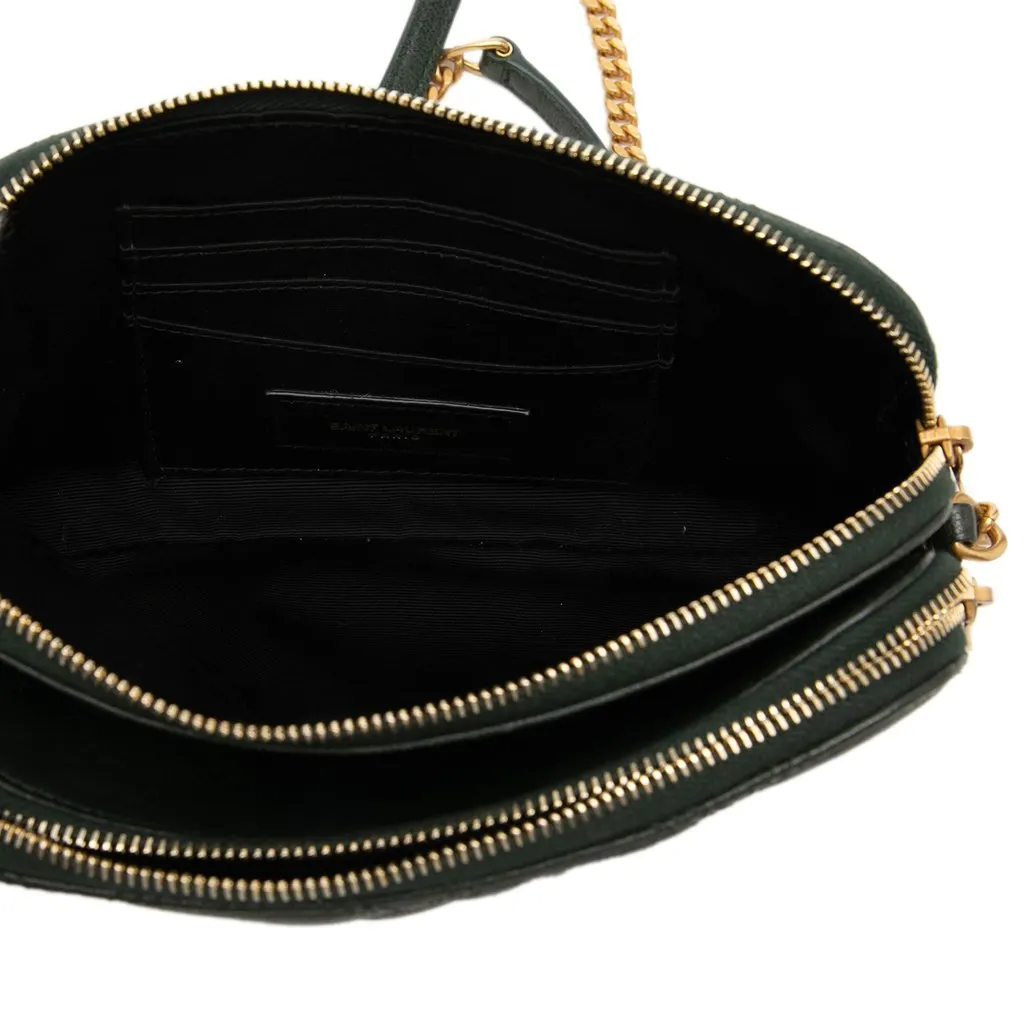 Saint Laurent Mini Quilted Lambskin Becky Double Zip Crossbody Black Leather Very good - Model View
