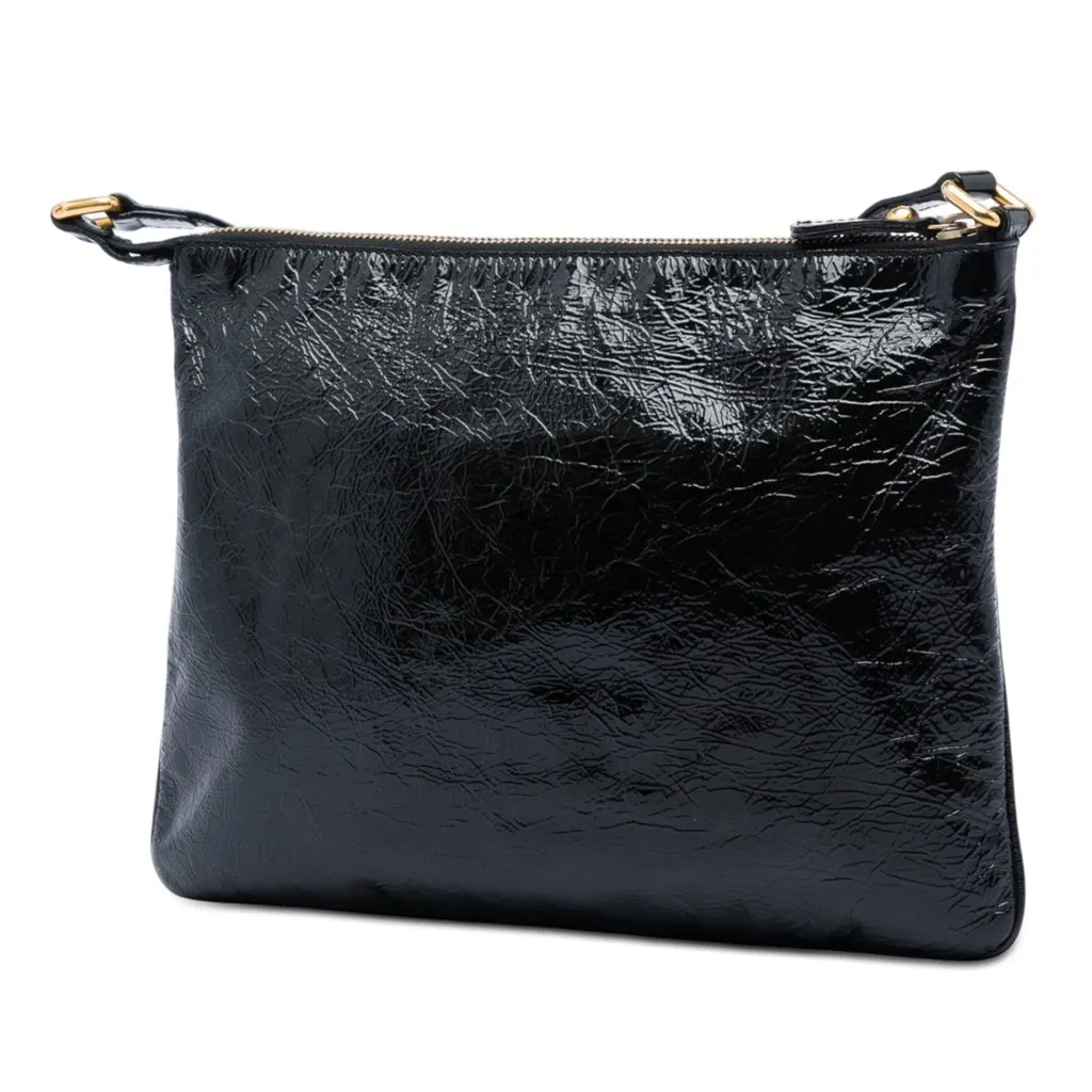 Fendi Crinkled Patent Crossbody Black Leather Very good - Back View