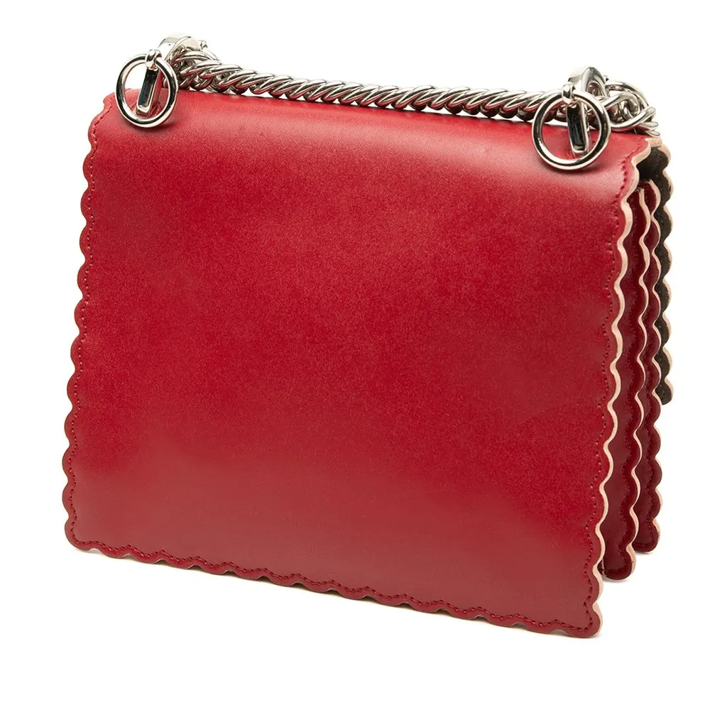 Fendi Small Scalloped Leather Kan I Crossbody Red Leather Good - Back View