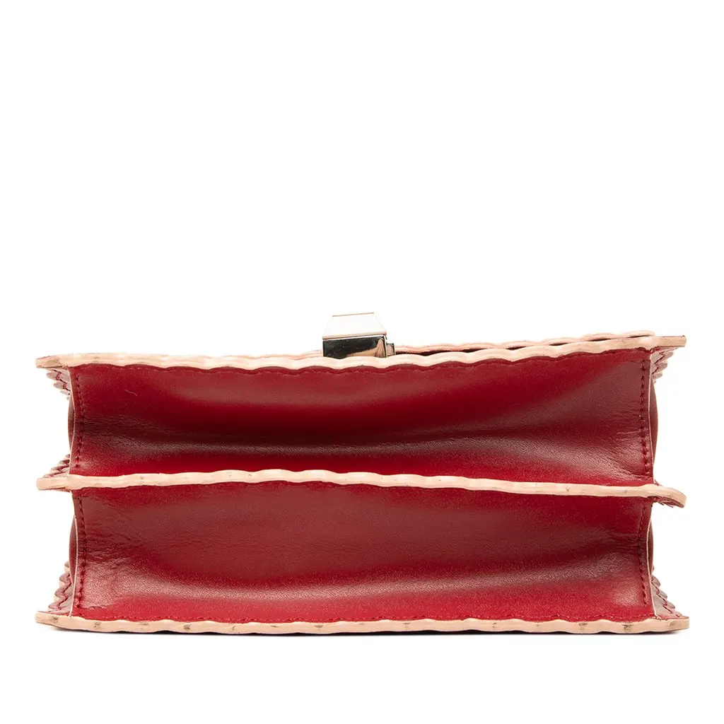 Fendi Small Scalloped Leather Kan I Crossbody Red Leather Good - Inside View