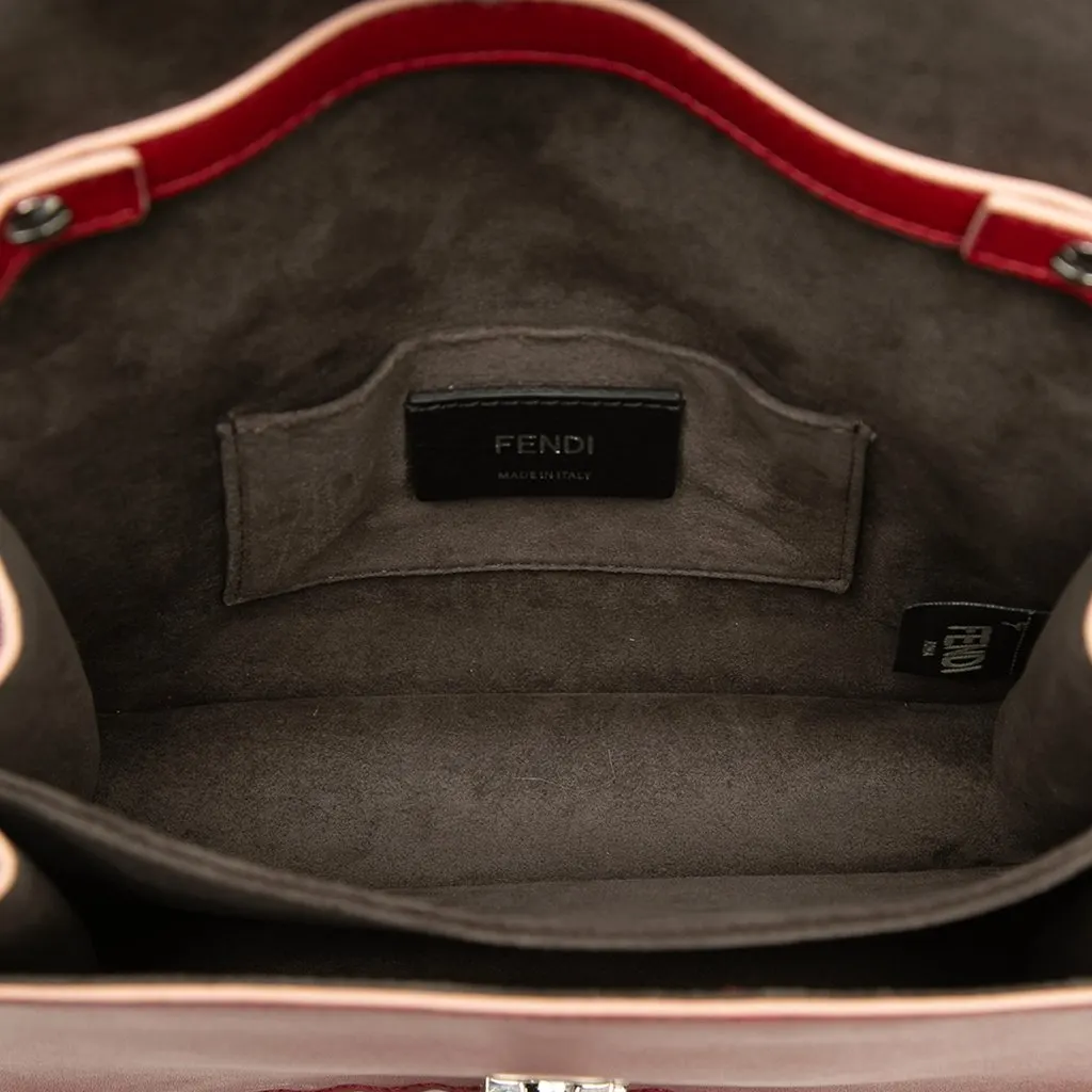 Fendi Small Scalloped Leather Kan I Crossbody Red Leather Good - Model View