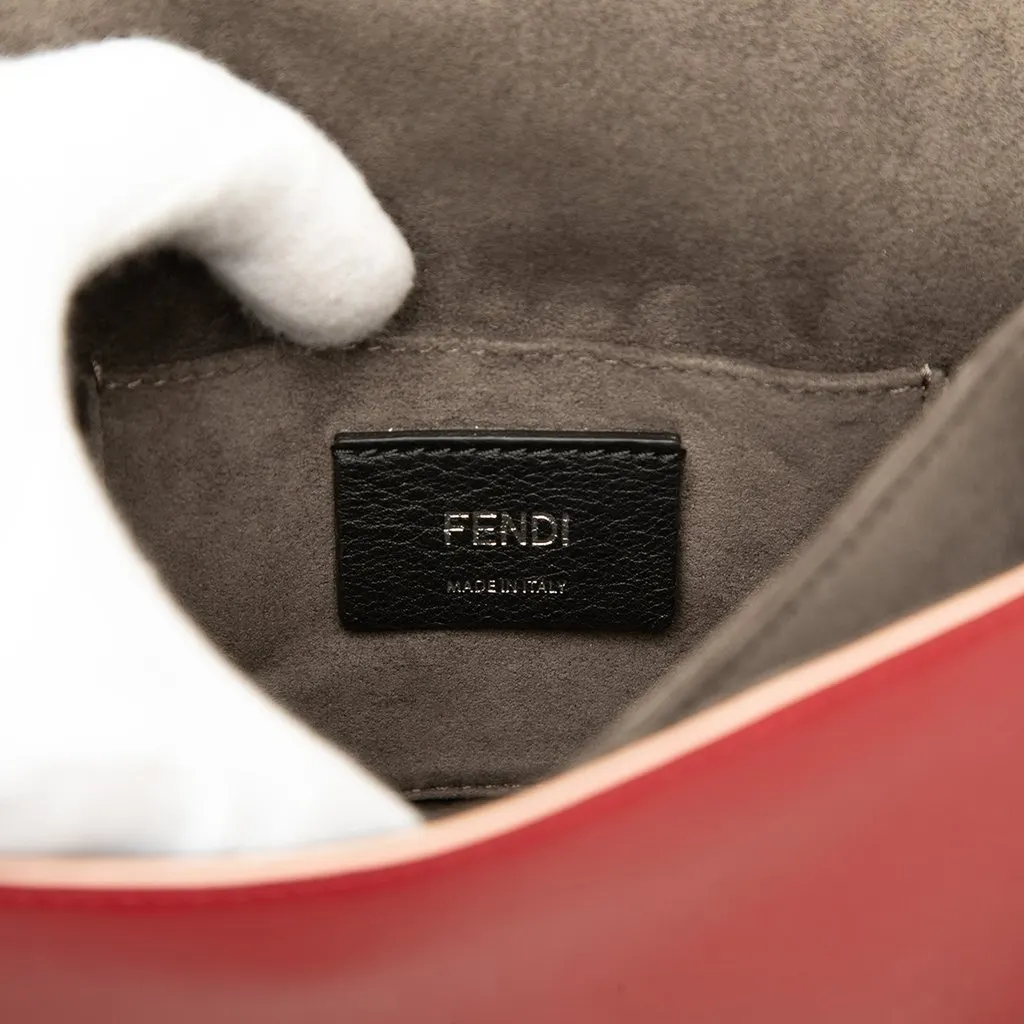 Fendi Small Scalloped Leather Kan I Crossbody Red Leather Good - Box View