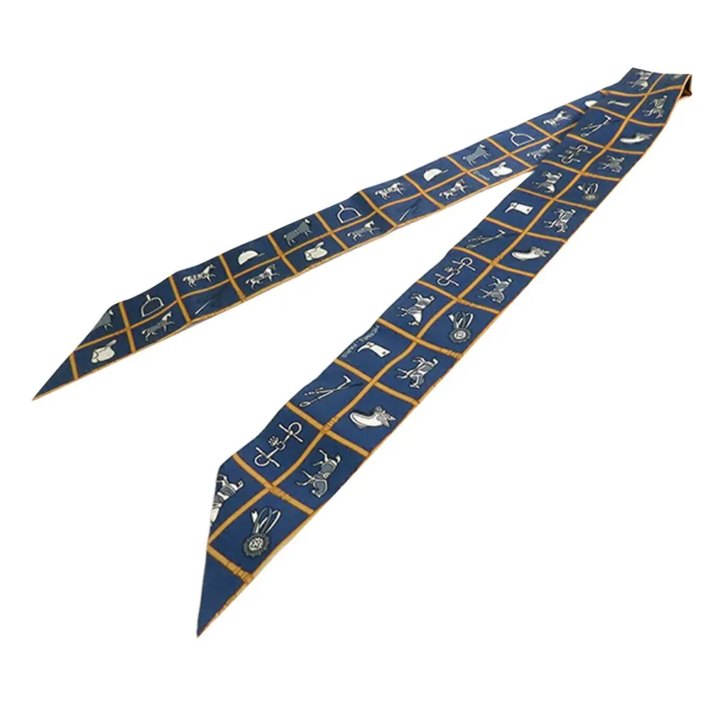 Hermès Couvertures et Tenues de Jour Silk Twilly Scarf Blue Never worn - Back View