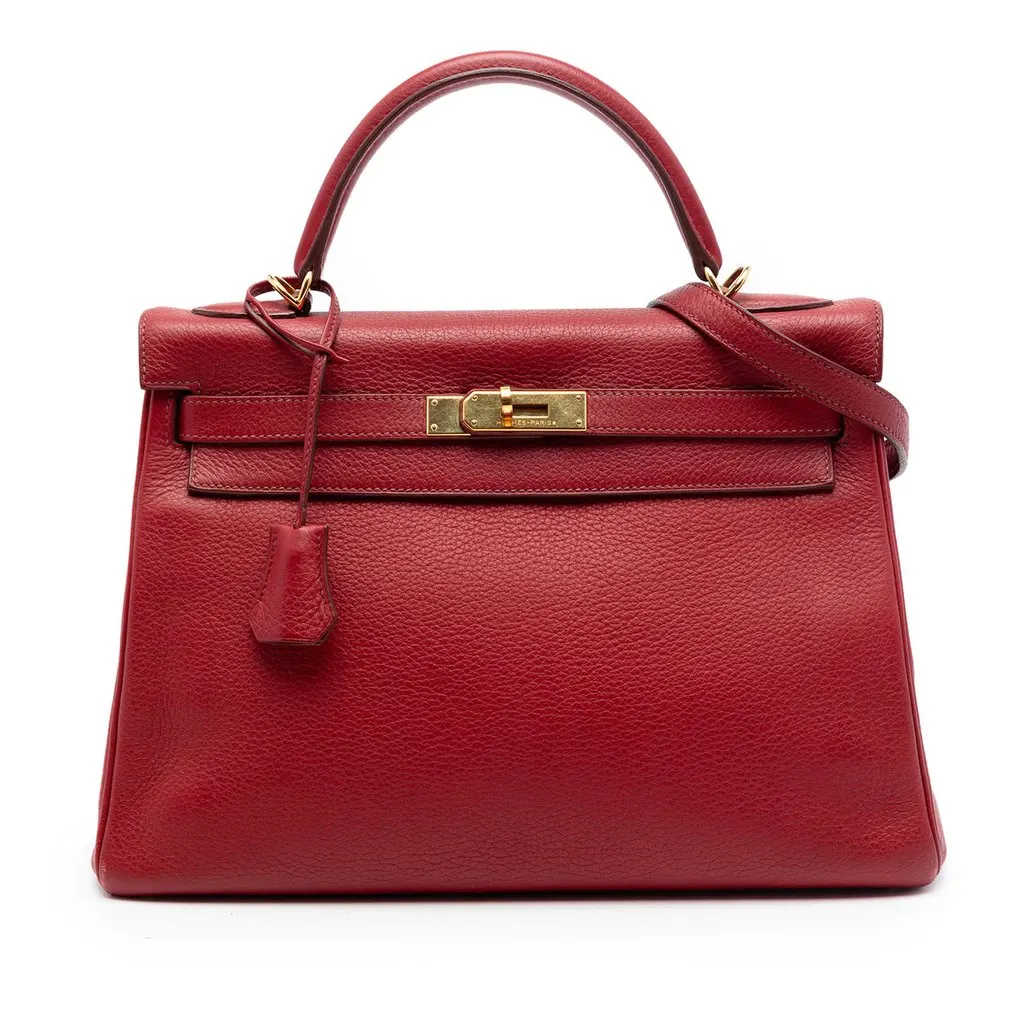 Hermès Clemence Kelly II Retourne 32 Red Leather Very good - Front View