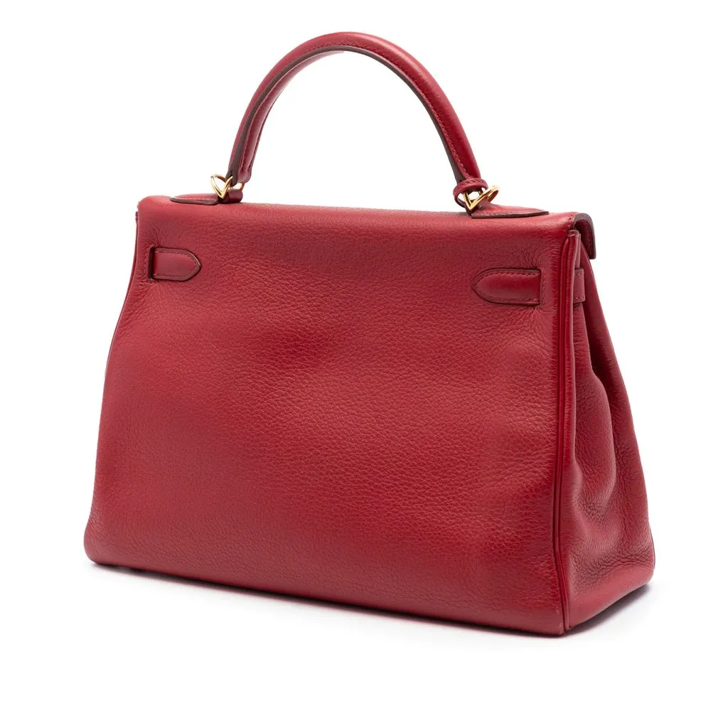 Hermès Clemence Kelly II Retourne 32 Red Leather Very good - Back View