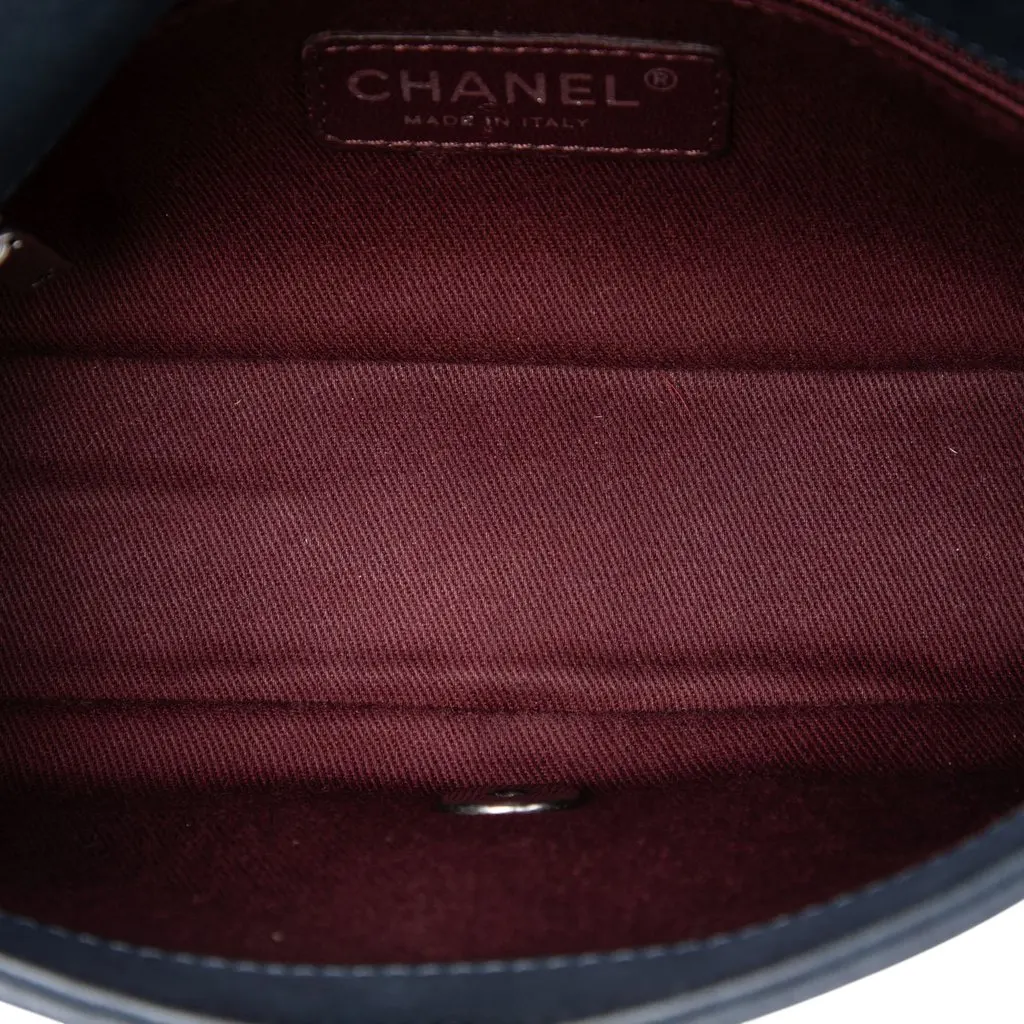 Chanel Small Diamond Embossed Calfskin New Chic Flap Navy Leather Very good - Model View