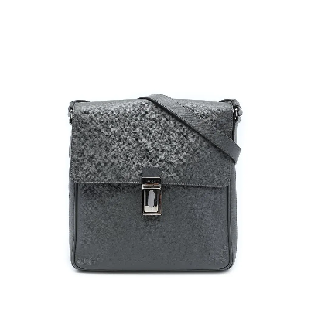 Prada Saffiano Travel Messenger Bag MultiColor Leather Very good - Front View