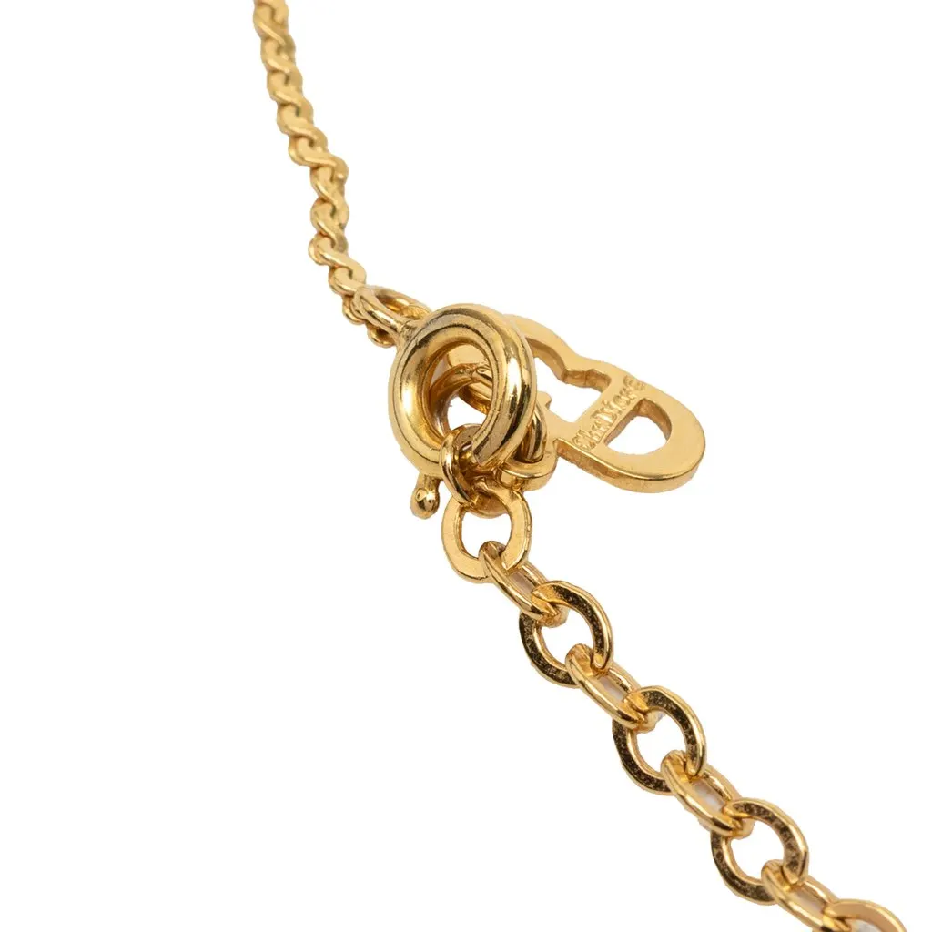 Dior Gold Plated Strass CD Logo Pendant Necklace Gold Metal Very good - Inside View