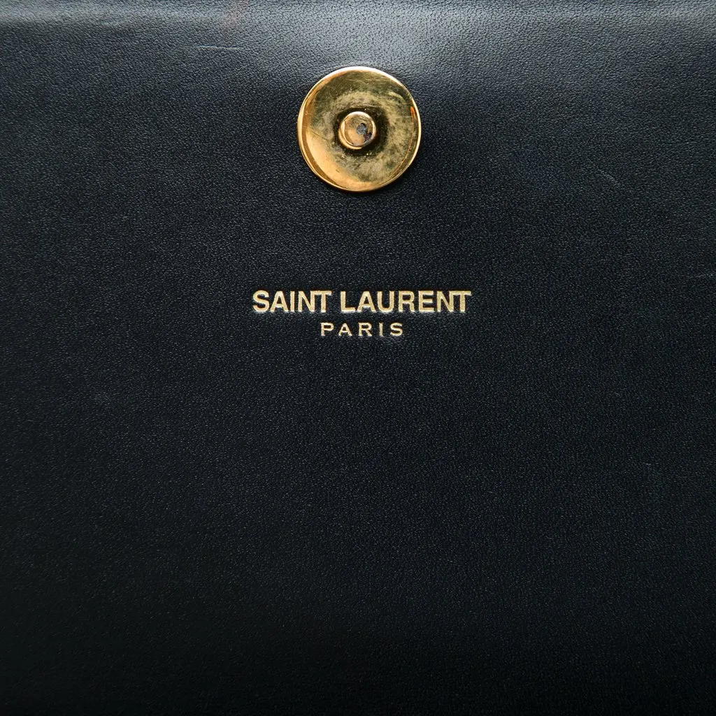 Saint Laurent Matelasse Diagonal Calfskin Monogram Cassandre Clutch Black Leather Very good - Box View