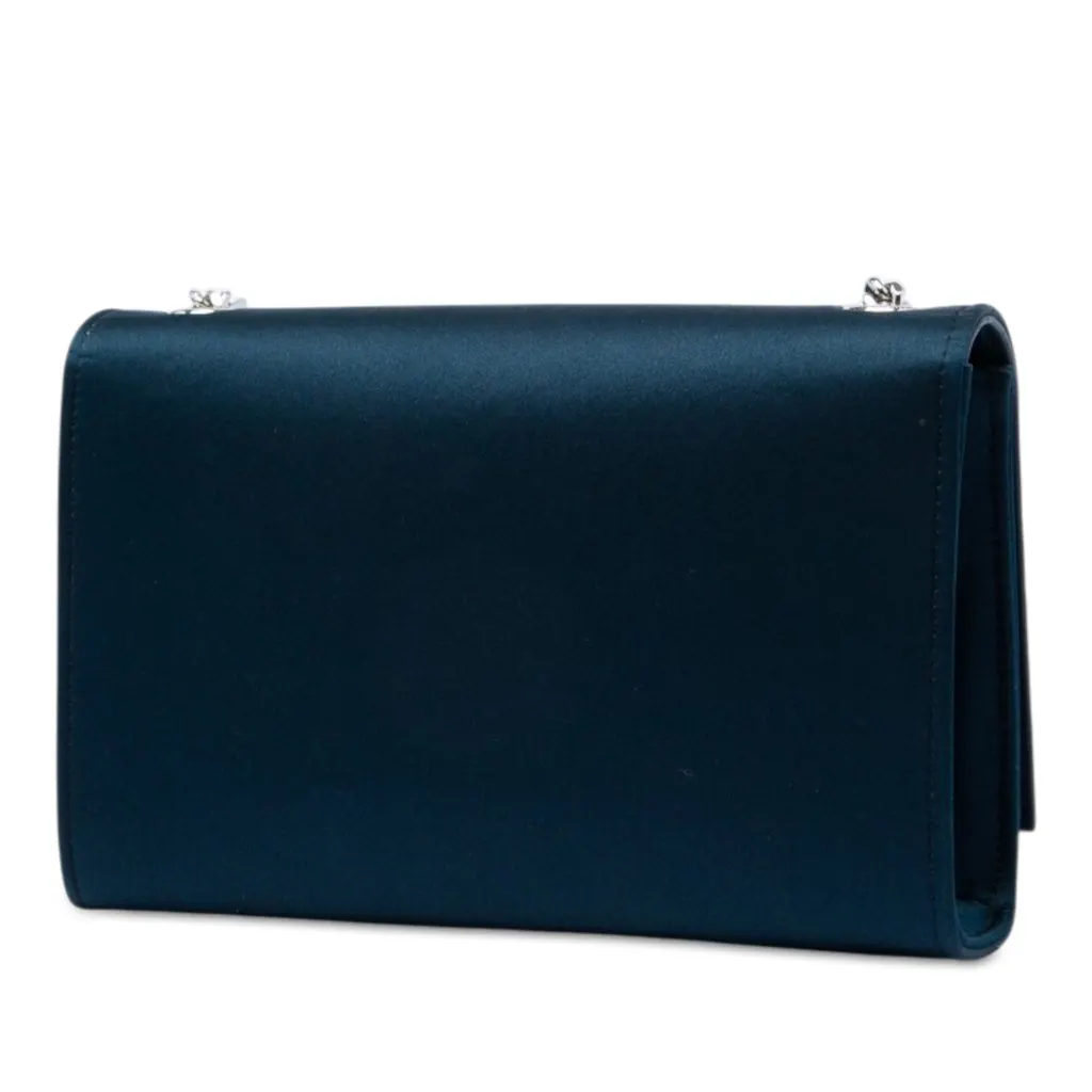 Saint Laurent Small Satin Monogram Kate Tassel Crossbody Blue Very good - Back View