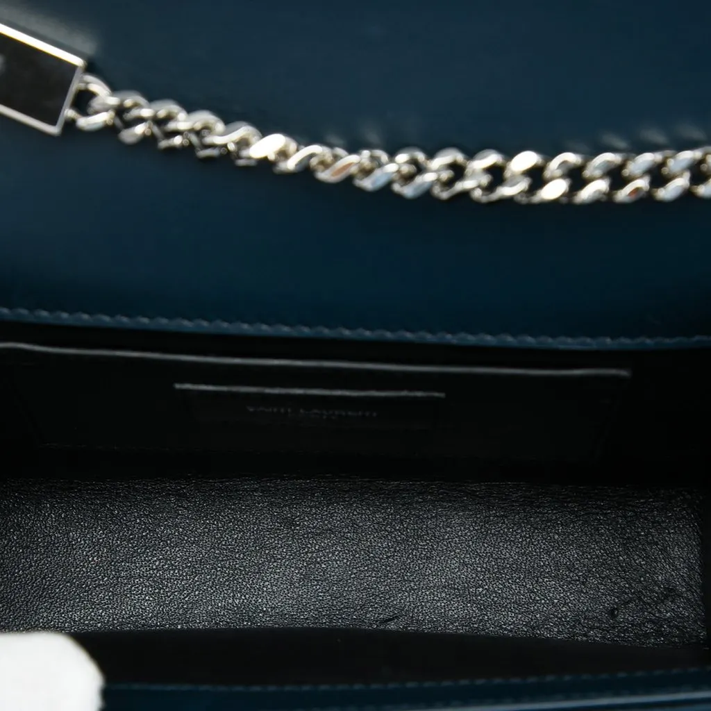 Saint Laurent Small Satin Monogram Kate Tassel Crossbody Blue Very good - Model View