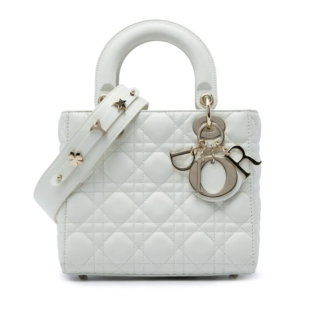 Dior Small Lambskin Cannage My ABCDior Lady Dior White Leather Good - Front View
