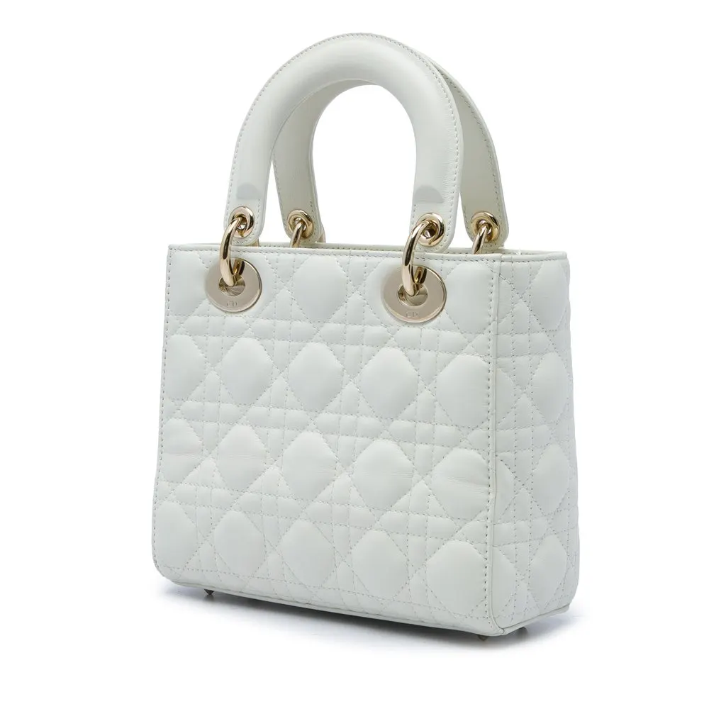 Dior Small Lambskin Cannage My ABCDior Lady Dior White Leather Good - Back View
