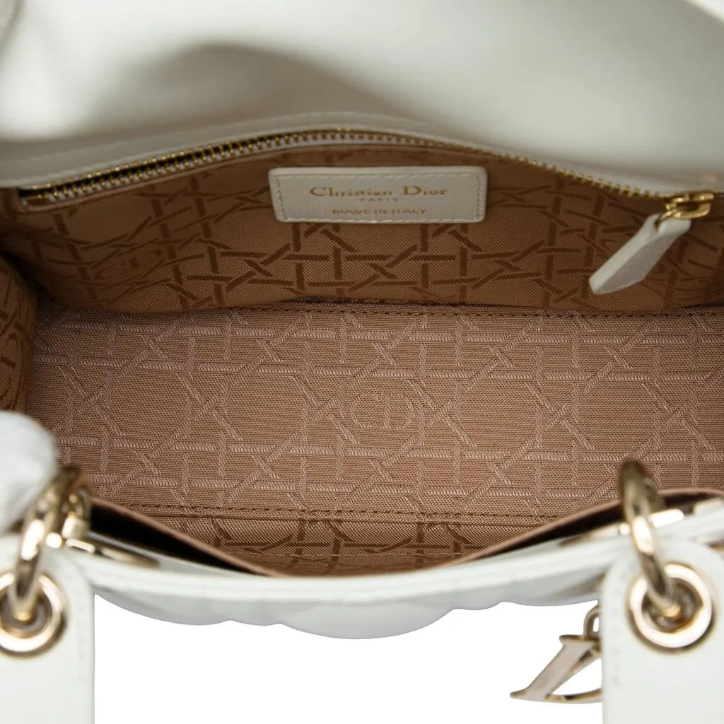 Dior Small Lambskin Cannage My ABCDior Lady Dior White Leather Good - Model View