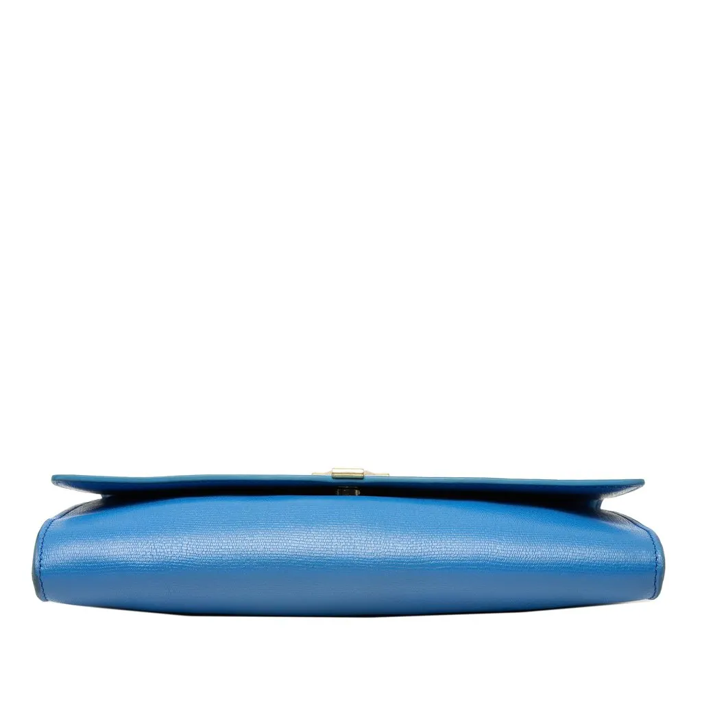 Saint Laurent Textured Leather Chyc Ligne Clutch Blue Leather Very good - Inside View