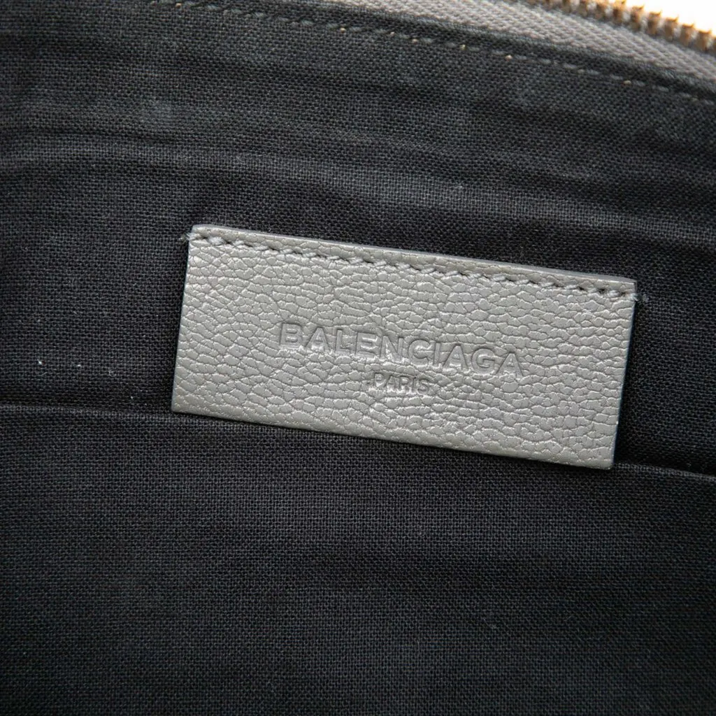 Balenciaga Goatskin Motocross Classic Metallic Edge Clutch Grey Leather Very good - Box View