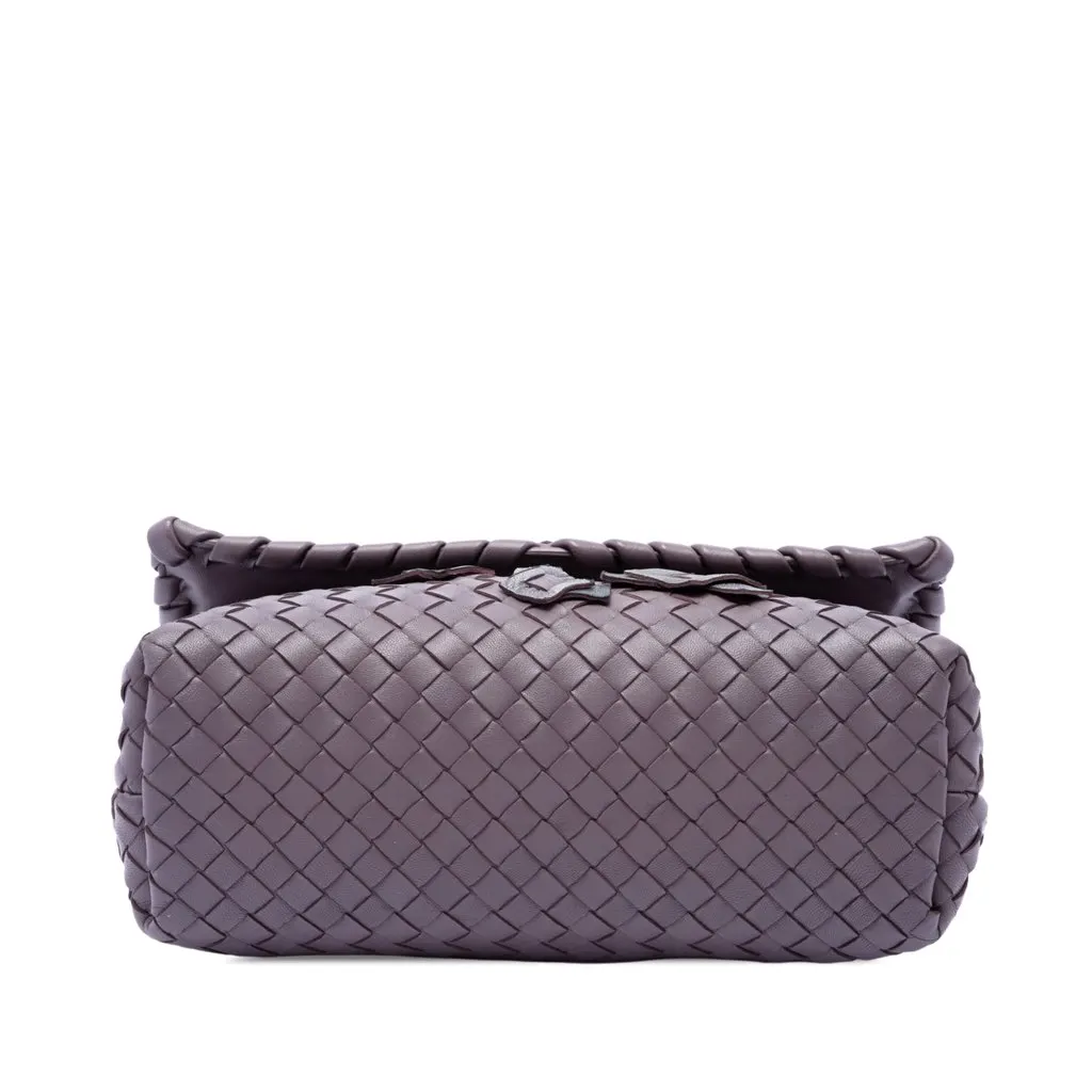 Bottega Veneta Small Nappa Intrecciato Embroidered Olimpia Shoulder Bag Purple Leather Good - Inside View