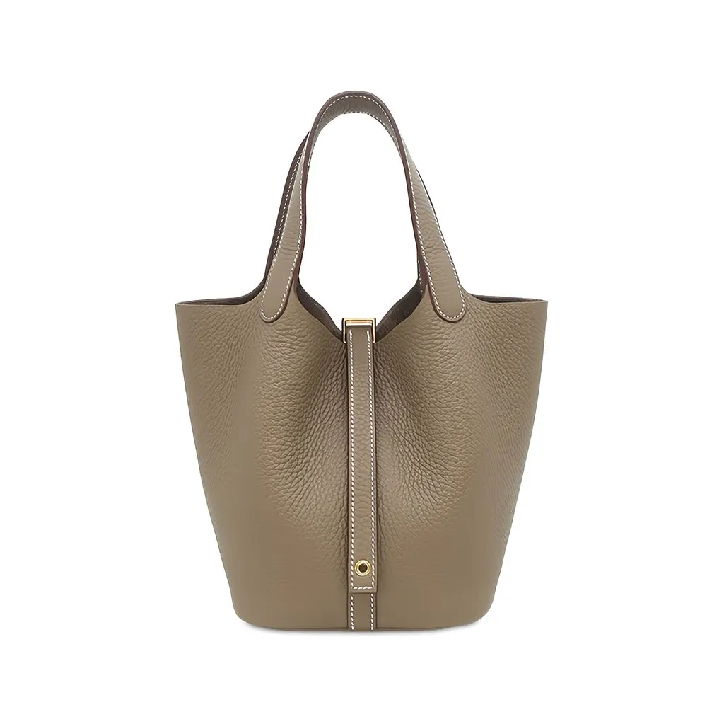 Hermès Clemence Picotin Lock 18 Brown Leather Never worn - Front View
