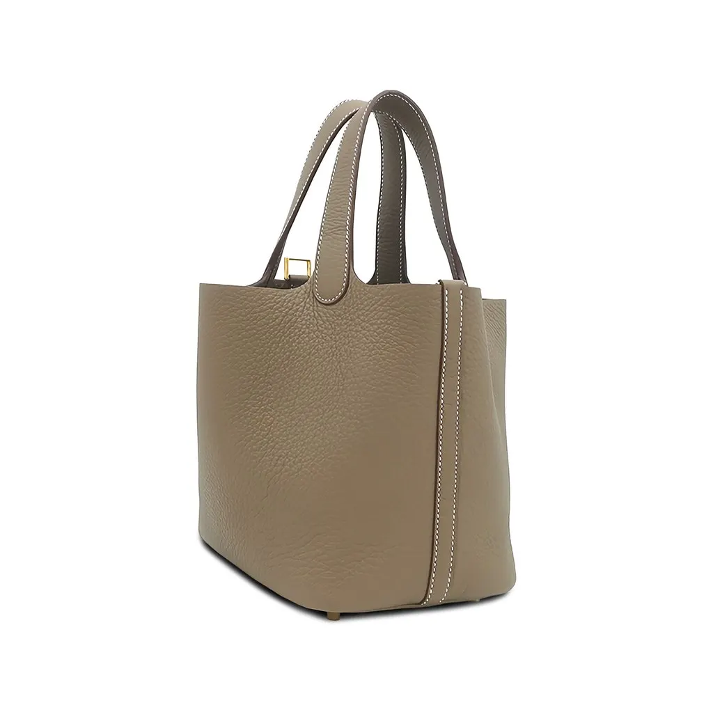 Hermès Clemence Picotin Lock 18 Brown Leather Never worn - Back View
