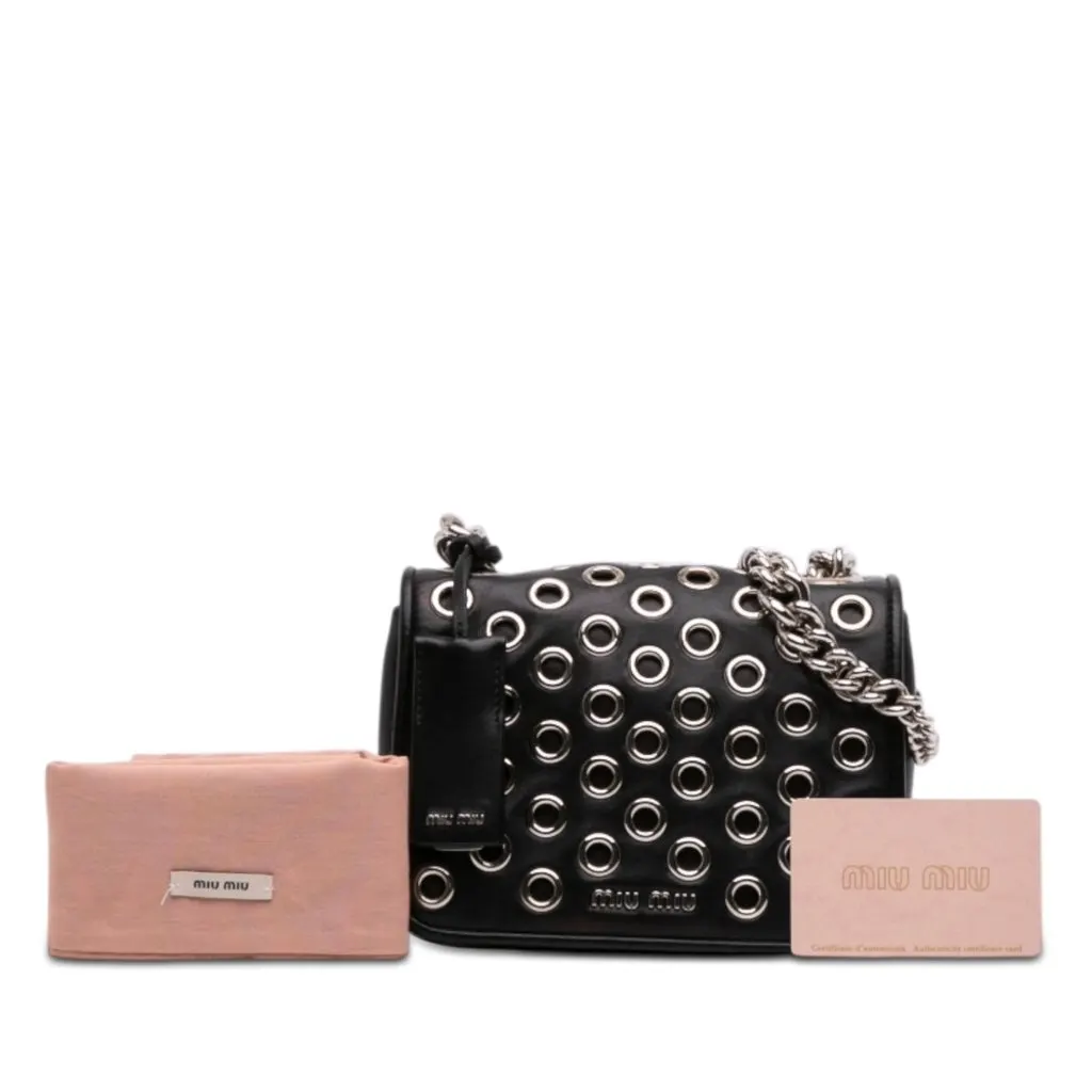 Miu Miu Grommet Nappa Club Crossbody Black Leather Very good - Box View