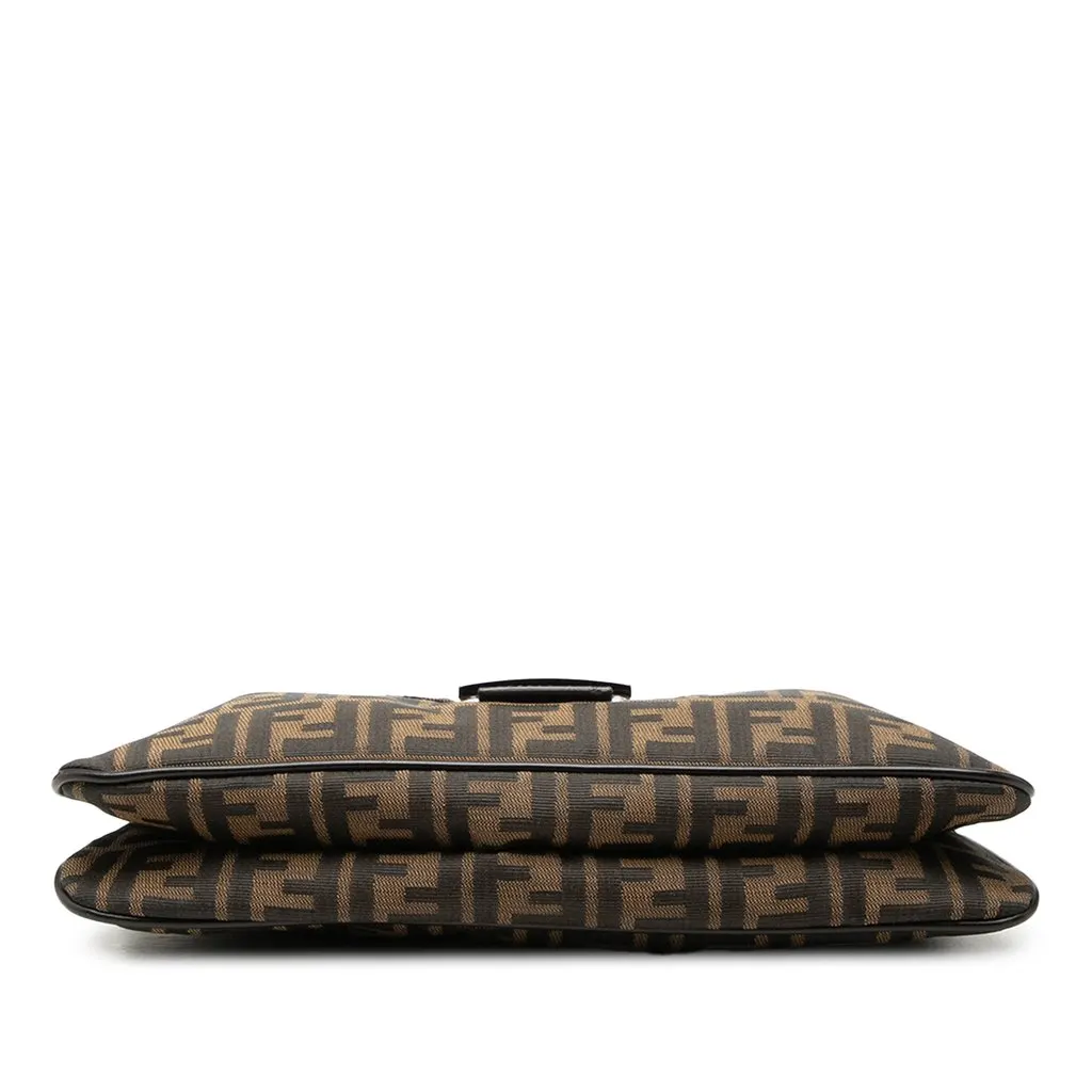 Fendi Zucca Canvas Double Flap Shoulder Bag Brown Canvas Good - Inside View