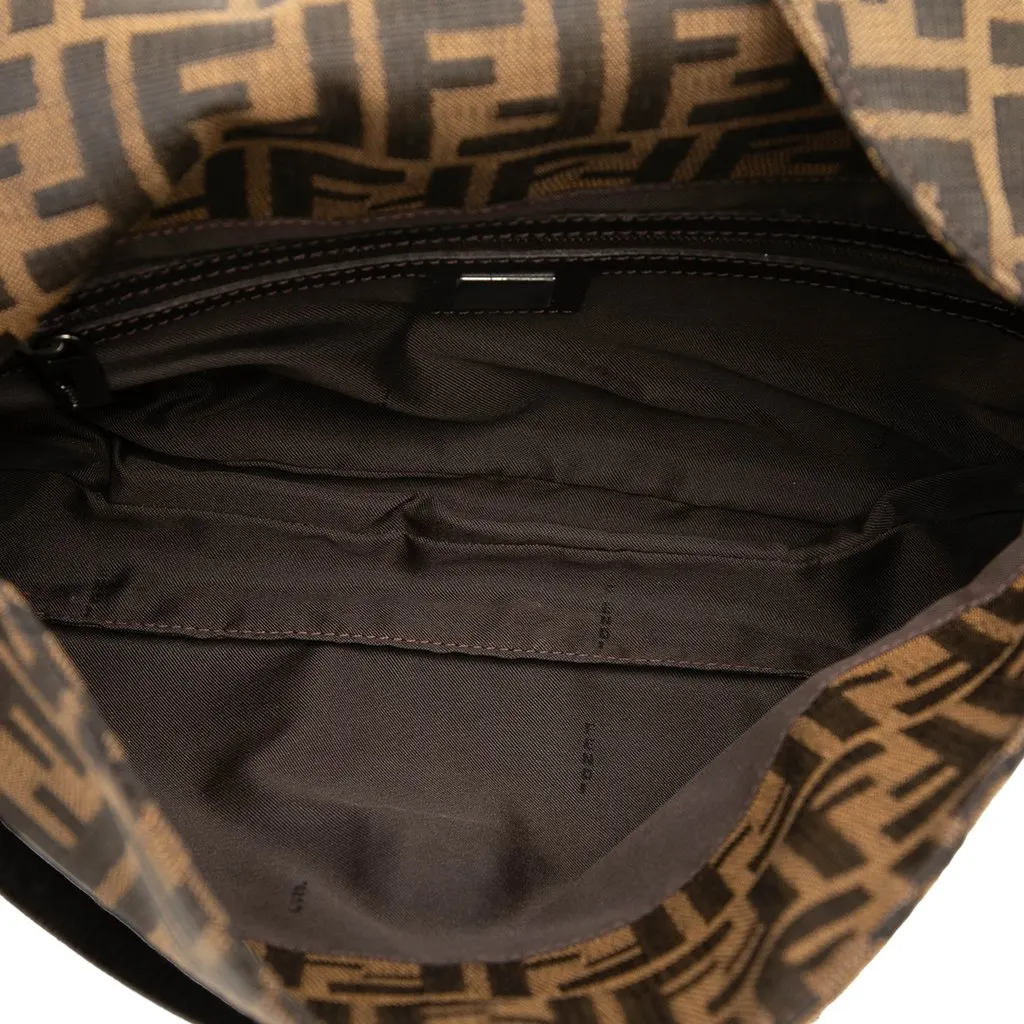 Fendi Zucca Canvas Double Flap Shoulder Bag Brown Canvas Good - Model View