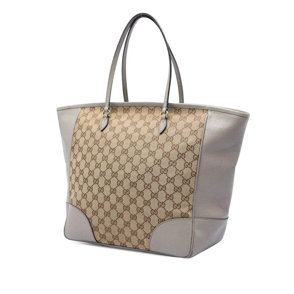 Gucci GG Canvas and Leather Bree Tote Beige Leather Very good - Back View