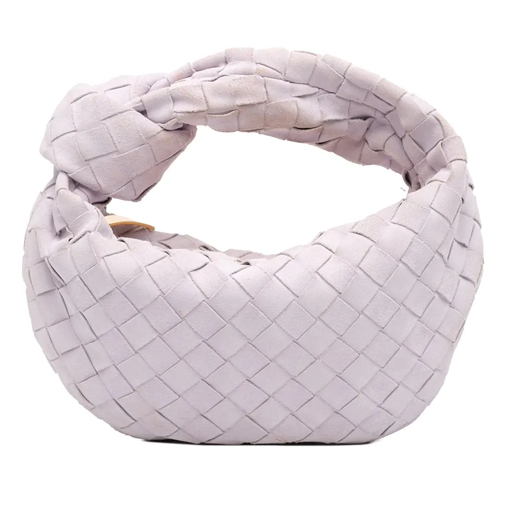 Bottega Veneta Mini Suede Intrecciato Jodie White Leather Very good - Front View