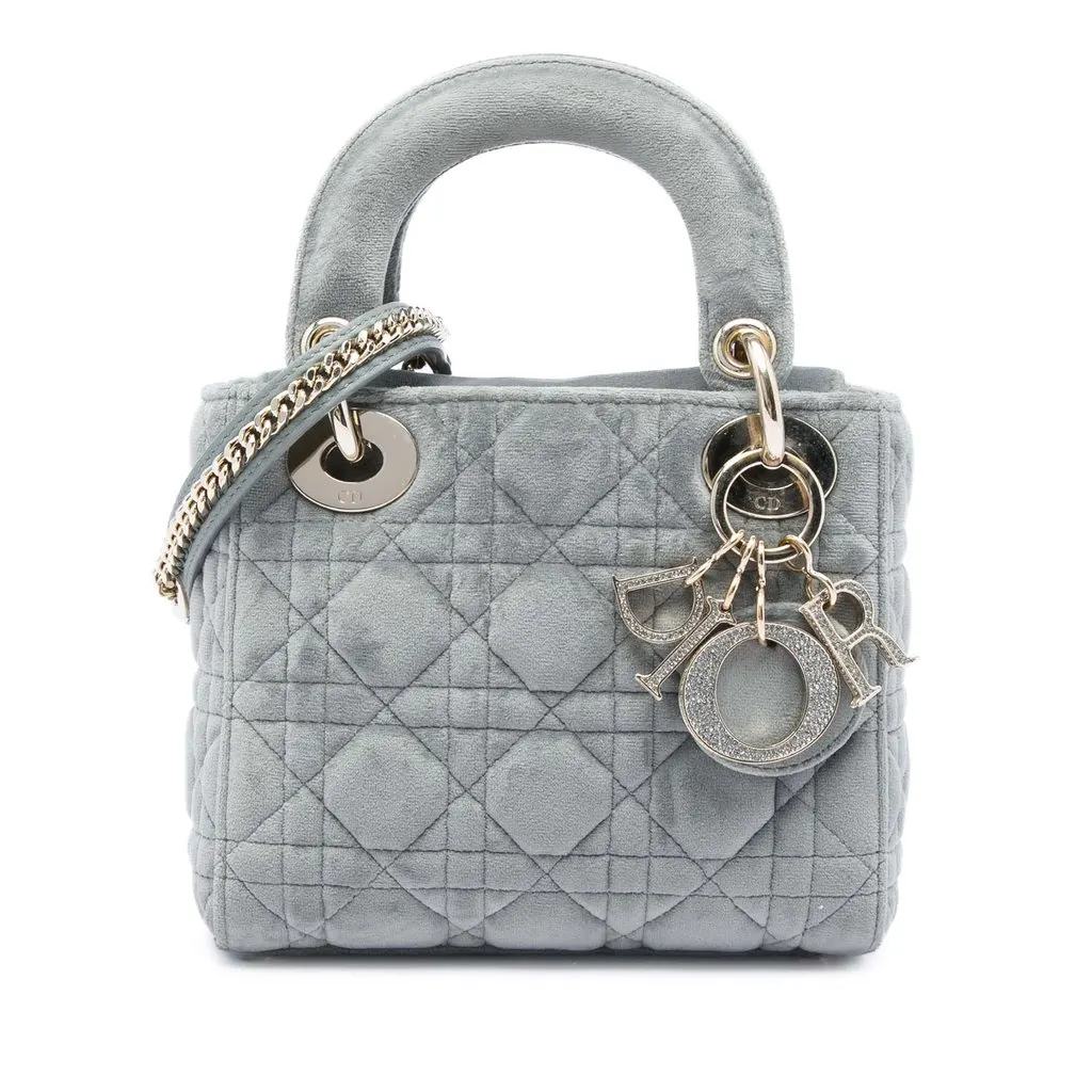 Dior Mini Velvet Cannage Lady Dior MultiColor Very good - Front View