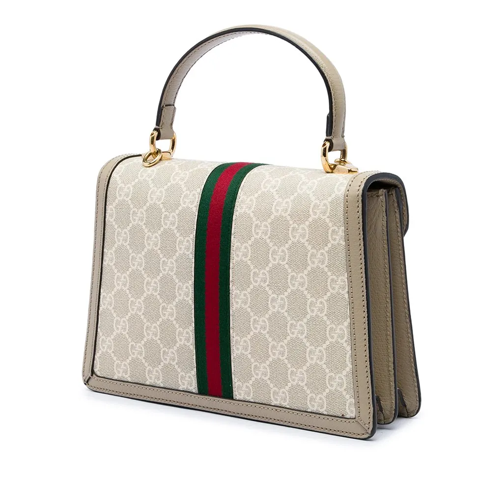 Gucci Small GG Canvas Web Ophidia Top Handle Flap Beige Canvas Very good - Back View