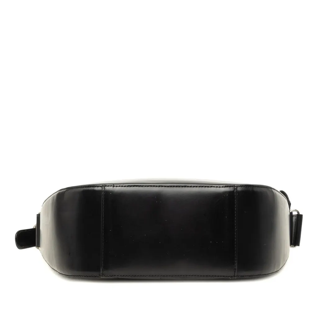 Burberry House Check Trimmed Leather Shoulder Bag Black Leather Very good - Inside View