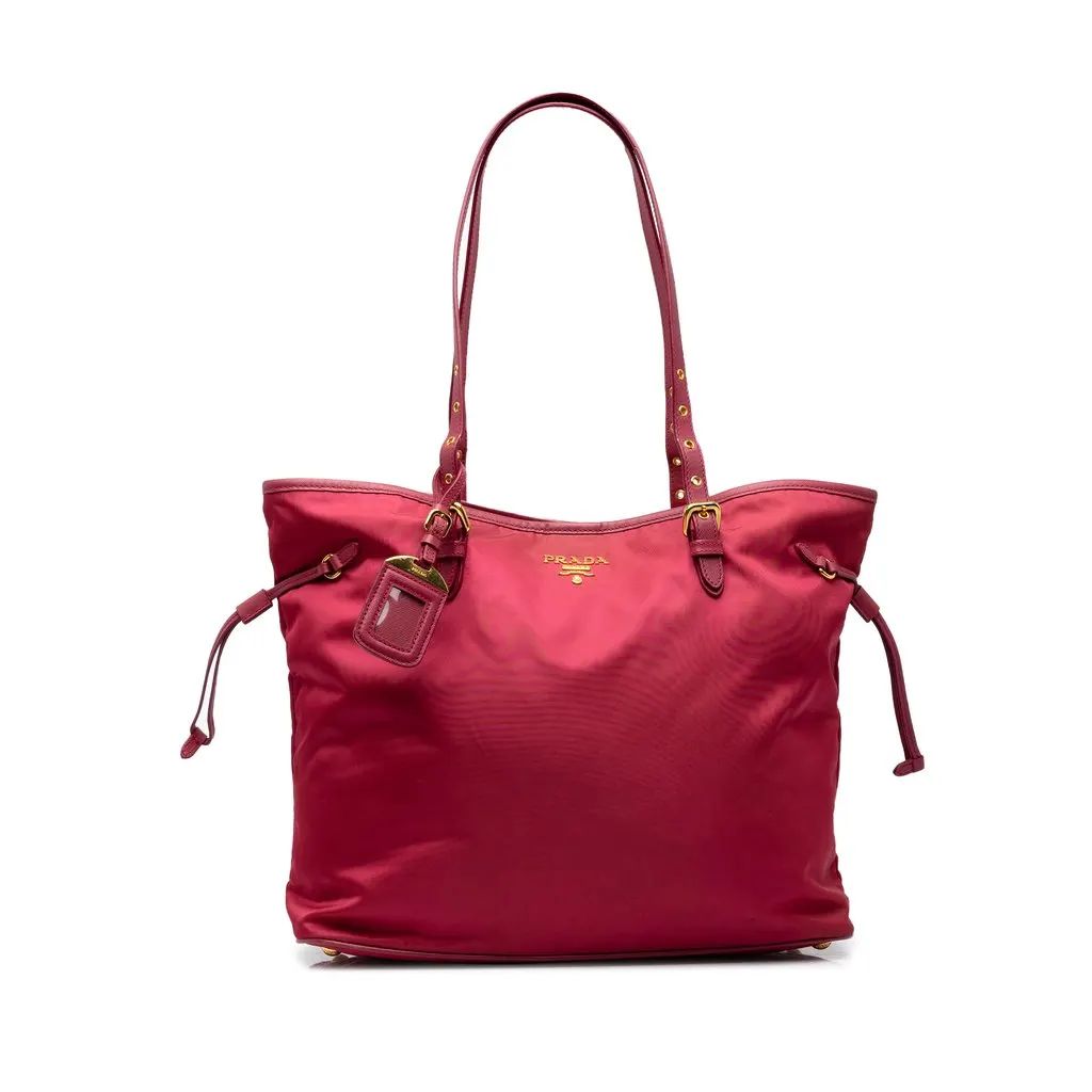 Prada Saffiano Trimmed Tessuto Tote Pink Polyamide Very good - Front View