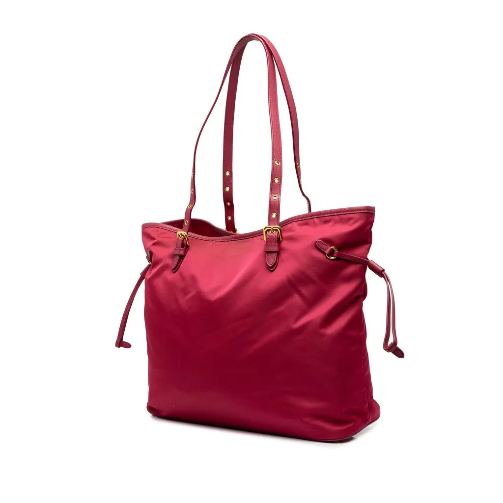Prada Saffiano Trimmed Tessuto Tote Pink Polyamide Very good - Back View