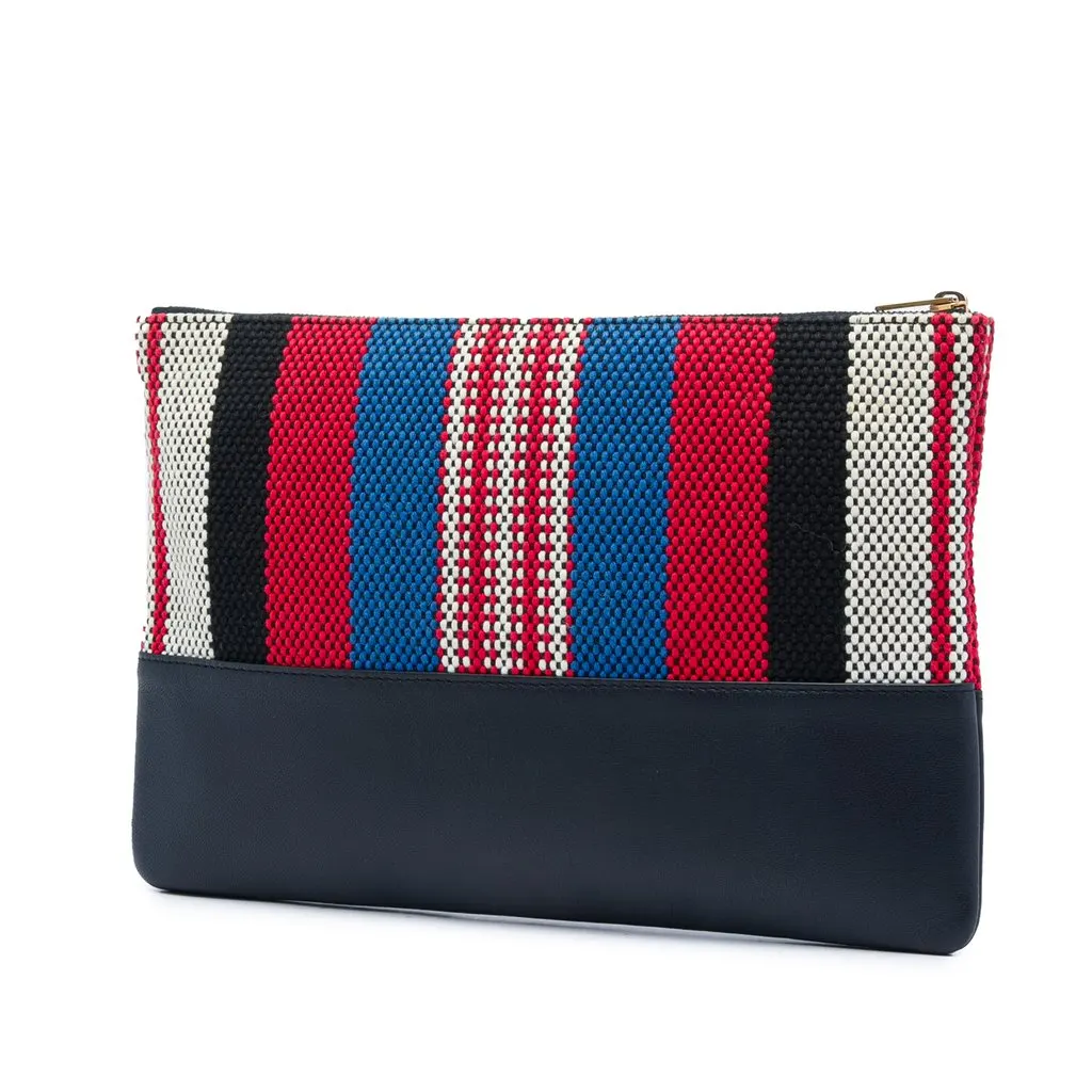 Celine Canvas Striped Solo Pouch Black Very good - Back View