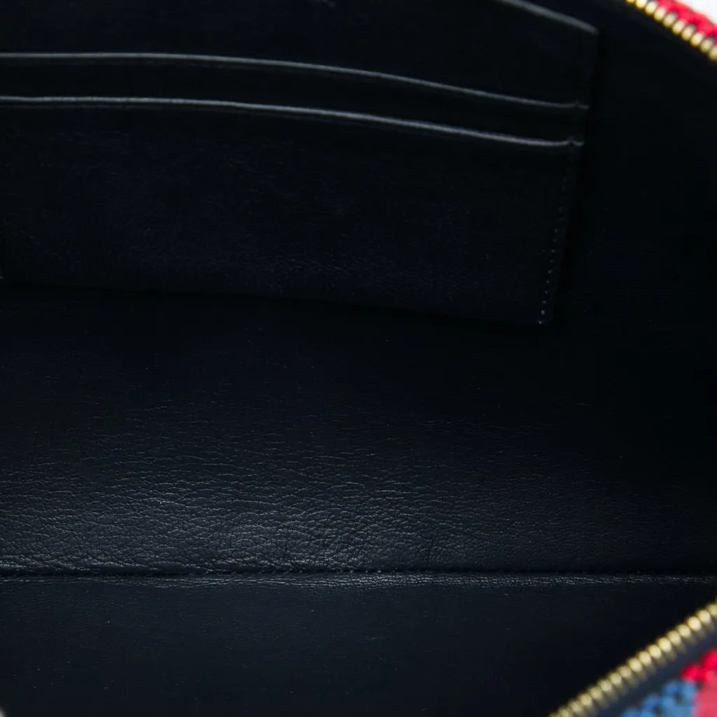 Celine Canvas Striped Solo Pouch Black Very good - Model View